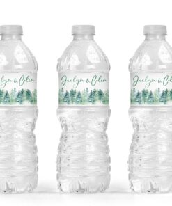 Evergreen Tree Water Bottle Labels Set