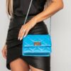 Penelope Blue Faux Leather Quilted Bag