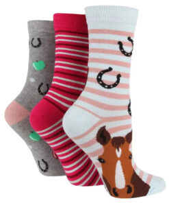 Sockshop Wild Feet Cotton Crew Socks 3 Pack Horsing Around