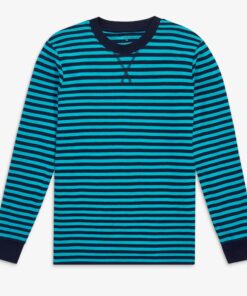 Grown-ups organic pj top in peacock stripe (unisex fit)