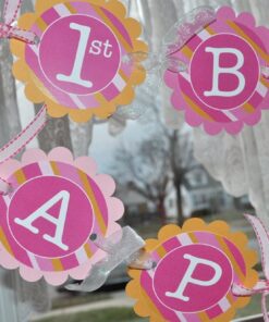 Personalized Drink Labels Pink and Orange Stripe Set of 10